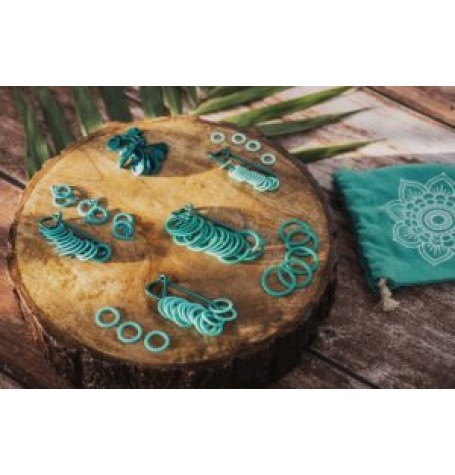 KnitPro Mindful Teal Stitch Markers & Pouch